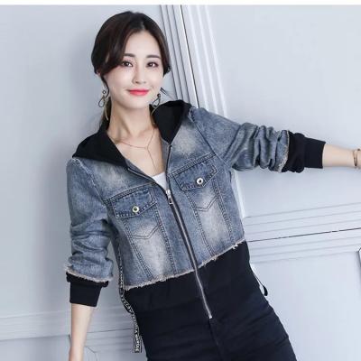 ÁO KHOÁC JEAN NỮ CÓ NÓN PHỐI ĐEN THÊU CHỮ - NK3805